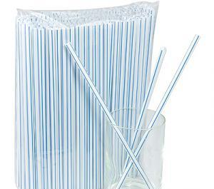 Товар трубочка коктейльная прямая 5х210 мм, белая с синей полосой в категории каталога трубочки