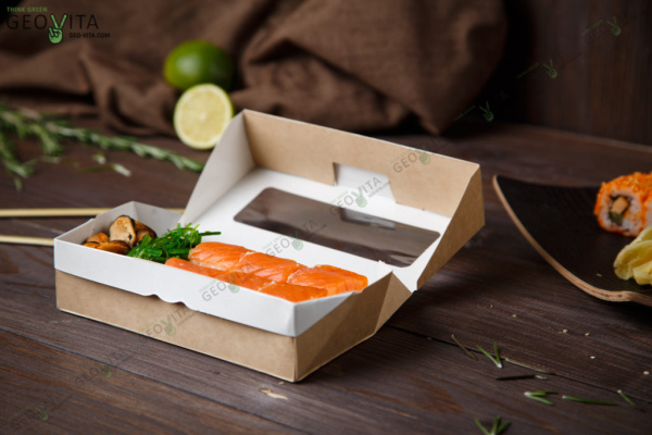 Товар контейнер 500 мл, 170х70х40 мм, с окном, крафт, самосборный selfbox (25 шт/упак, 440 шт/кор) в ассортименте каталога