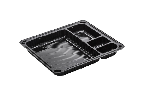 Товар контейнер рп-210 (4 секции) дно, 180,5х159,5х20,3мм черный, пс в категории каталога контейнеры для суши и роллов