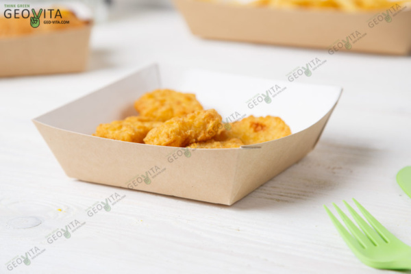 Товар лоток для бургера, картофеля фри 550 мл, 139х139х42 мм, крафт в категории каталога лотки из бумаги